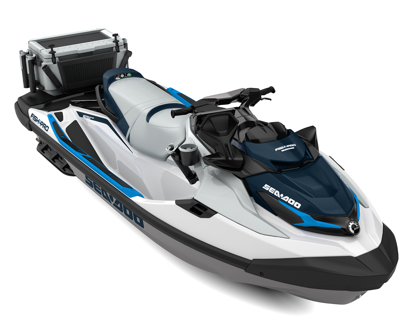 Jetski Fishpro sport 170, blanc noir et bleu, rangement, compartiment